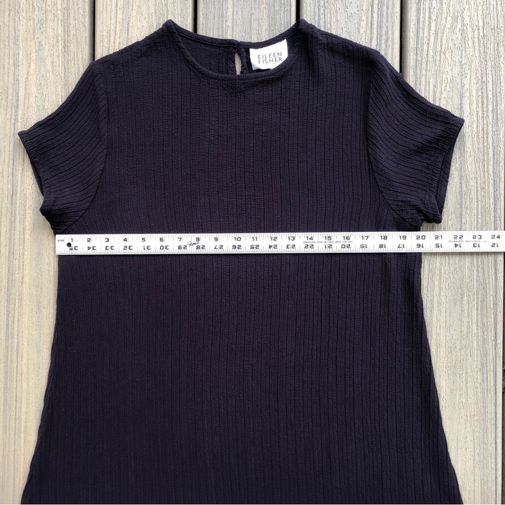 Eileen Fisher Black A-Line Textured Dress Size L - Picture 4 of 8